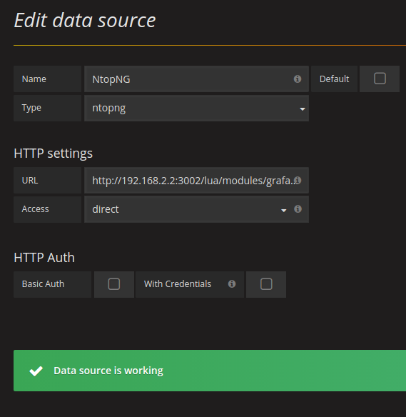 Ecran création datasource NtopNG