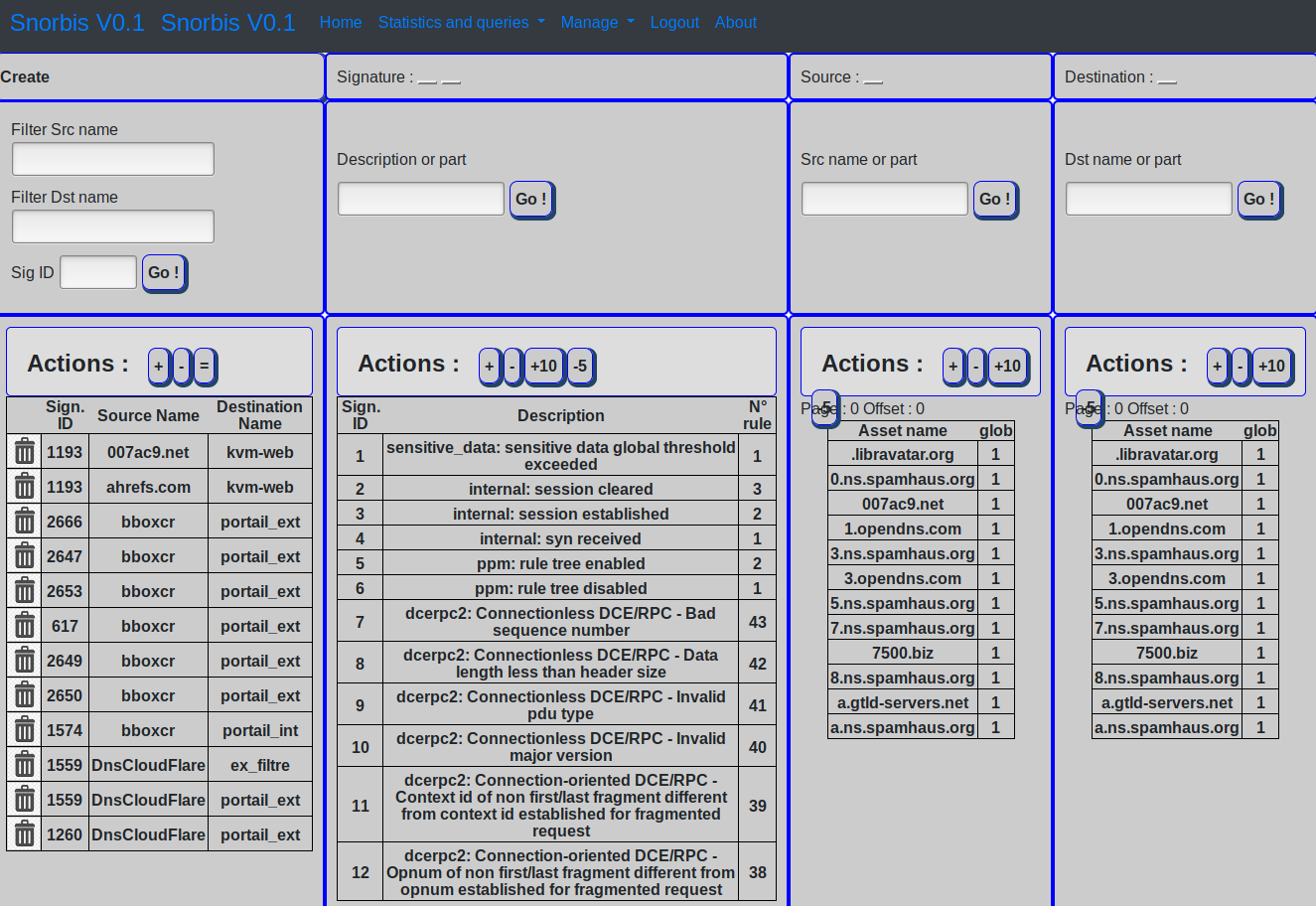 Ecran de gestion de l'autopurge